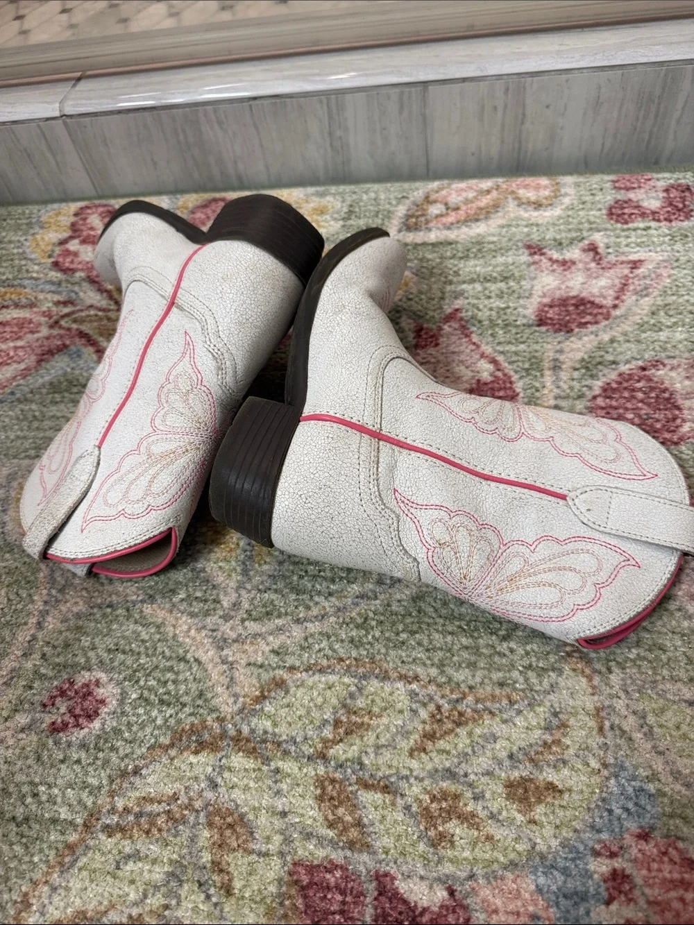 Ariat Girls Heritage Butterfly Ivory Boots